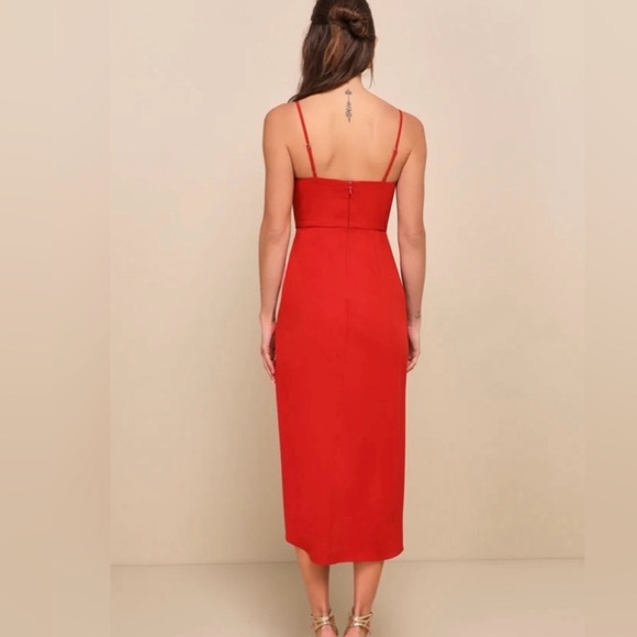 LULUS Reinette Wine Red Midi Dress - Picture 2 of 11